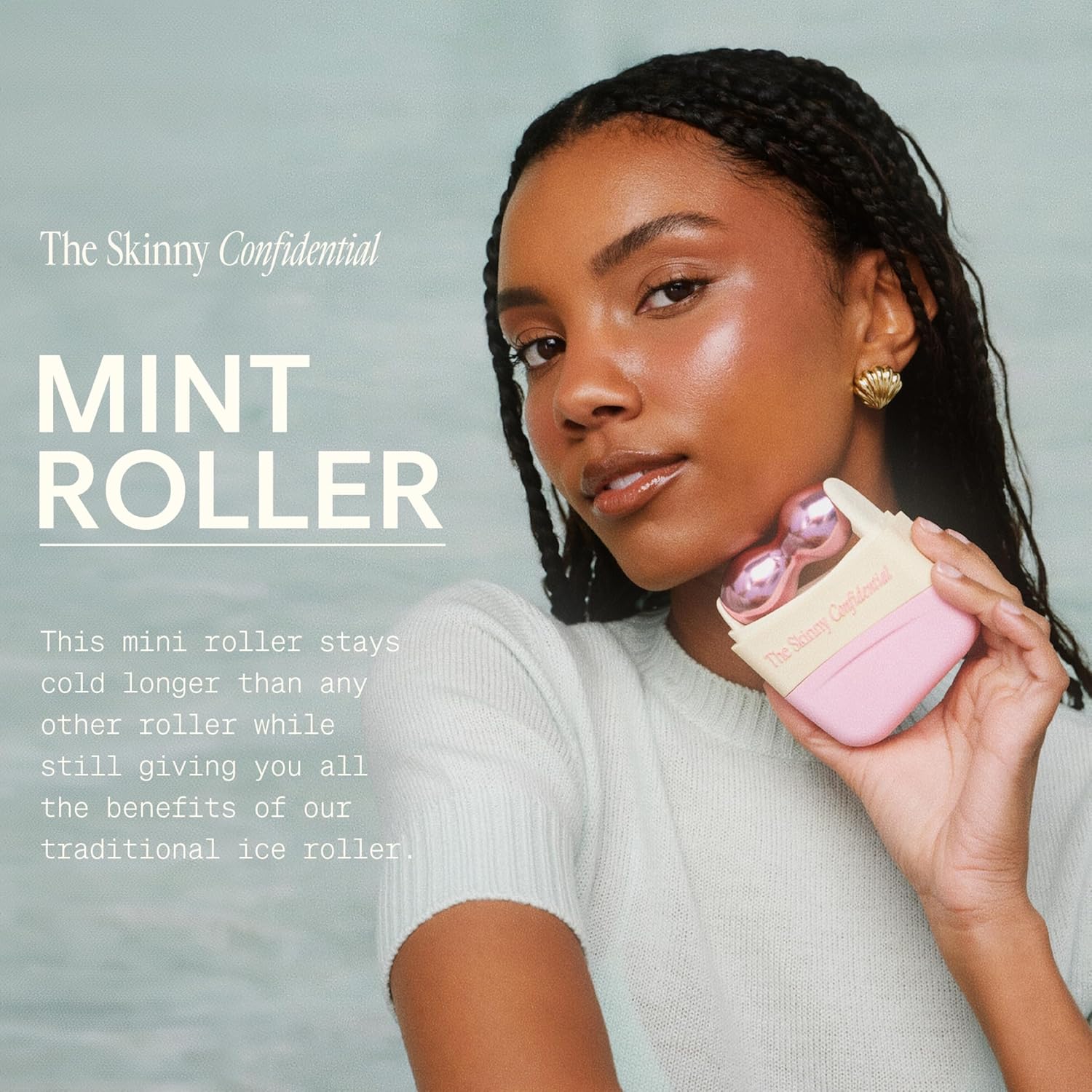 The Skinny Confidential Mint Ice Roller for Face - Compact Facial Skin Care Tools for Sculpting & Contouring - Cold Therapy Facial Rollers May Reduce Puffiness & Redness - Beauty Gifts for Women & Men - Image 2