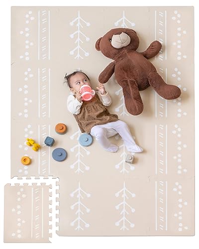 Azulejos de espuma para bebé para piso, azulejos suaves para una zona de juego segura - Alfombra grande de bebé de 48 x 66 pulgadas para piso,