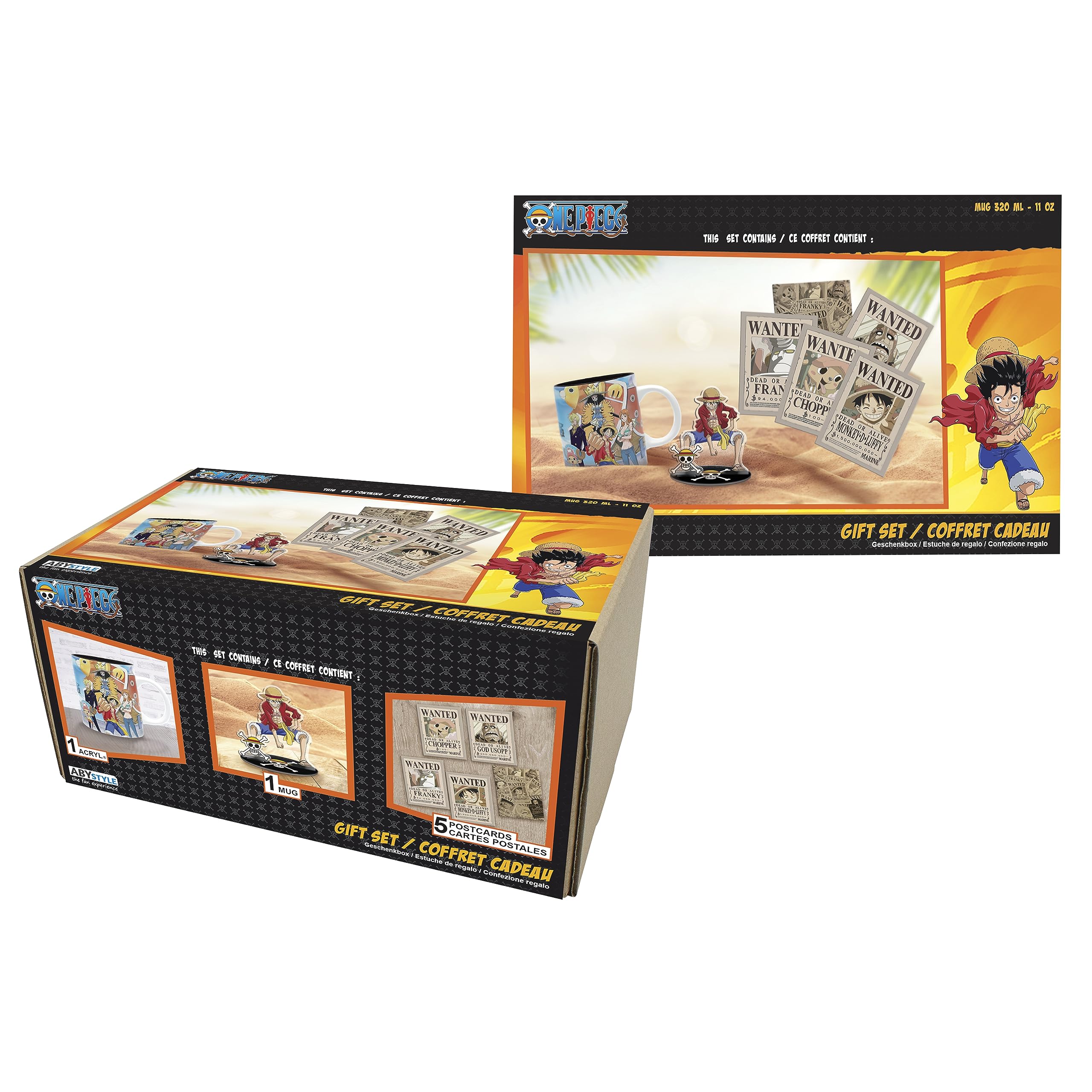 Coffret cadeau One Piece Luffy ABYSTYLE avec mug, figurine Acryl et cartes