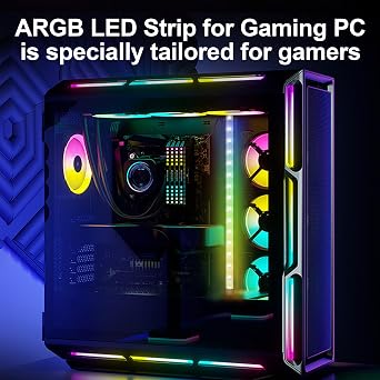 5V ARGB LED Strip, 100cm 60LEDs RGB Light Strip for PC Case, Sync with Motherboard, Self-Adhesive Cuttable LED Tape for Gaming Room PC Decoration [Energy Class A++]
