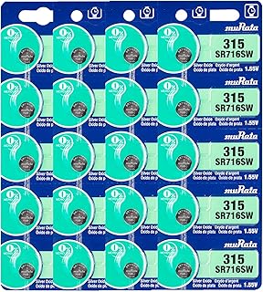 Murata 315 Battery SR716SW 1.55V Silver Oxide Watch Button Cell (20 Batteries)