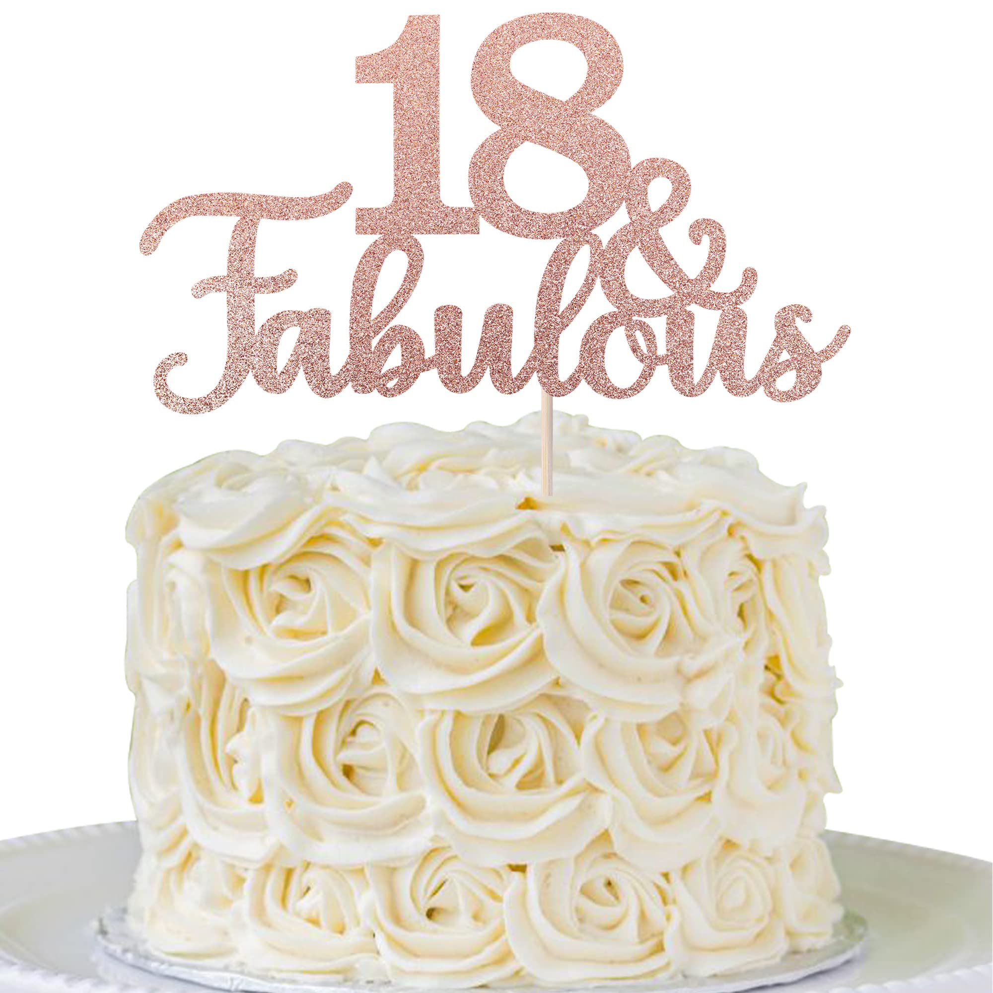 Buy 1 PCS 18 & Fabulous Cake Topper Glitter Eighteen and Fabulous Cake