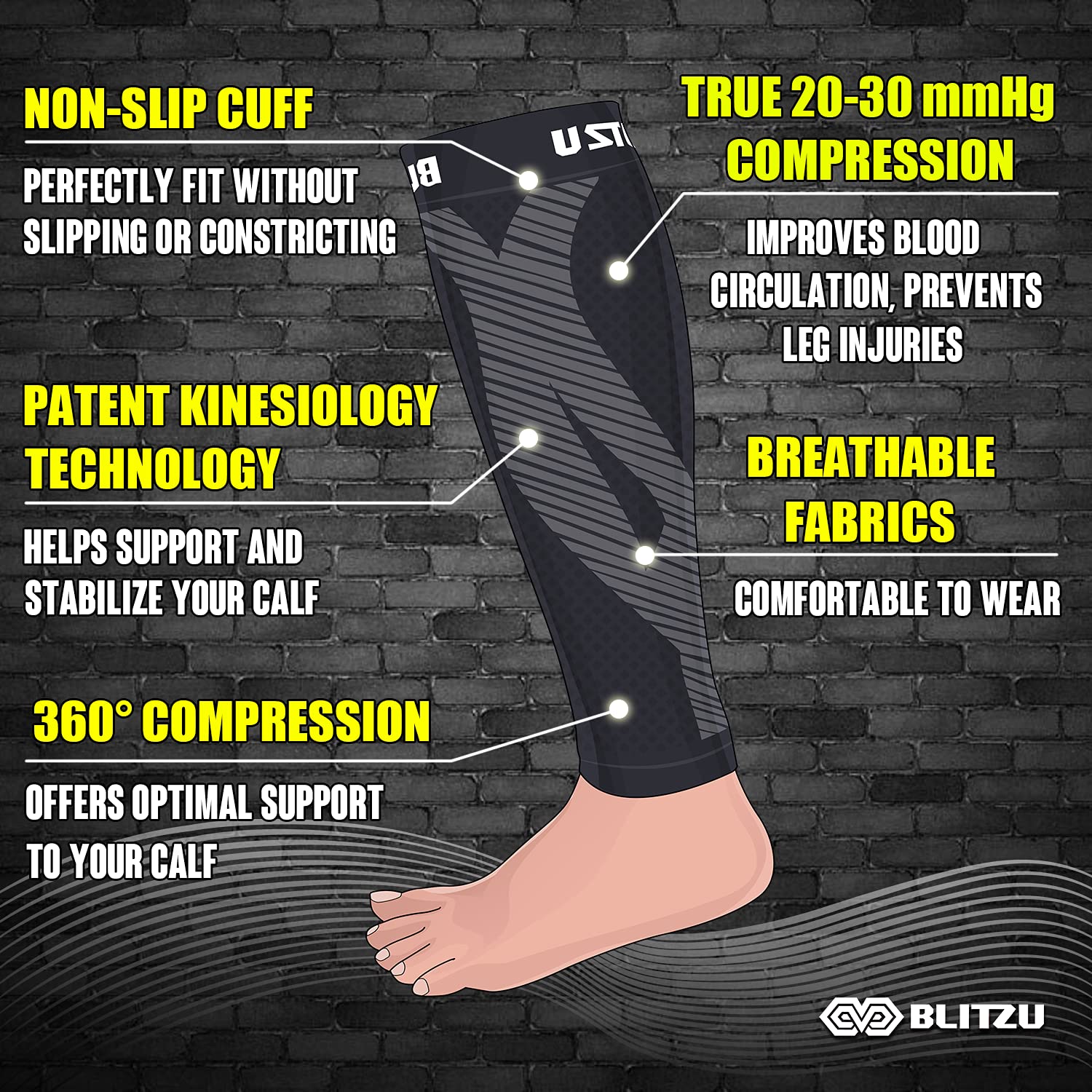 Calf Compression Sleeves for Men Women. Footless Compression Socks