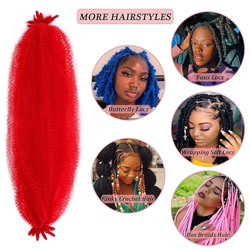 Miniatura 4 de Cabello afro trenzado elástico de 24 pulgadas, cabello rojo Marley para rastas sintéticas, cabello trenzado estilo afro cubano, cabello de ganchillo