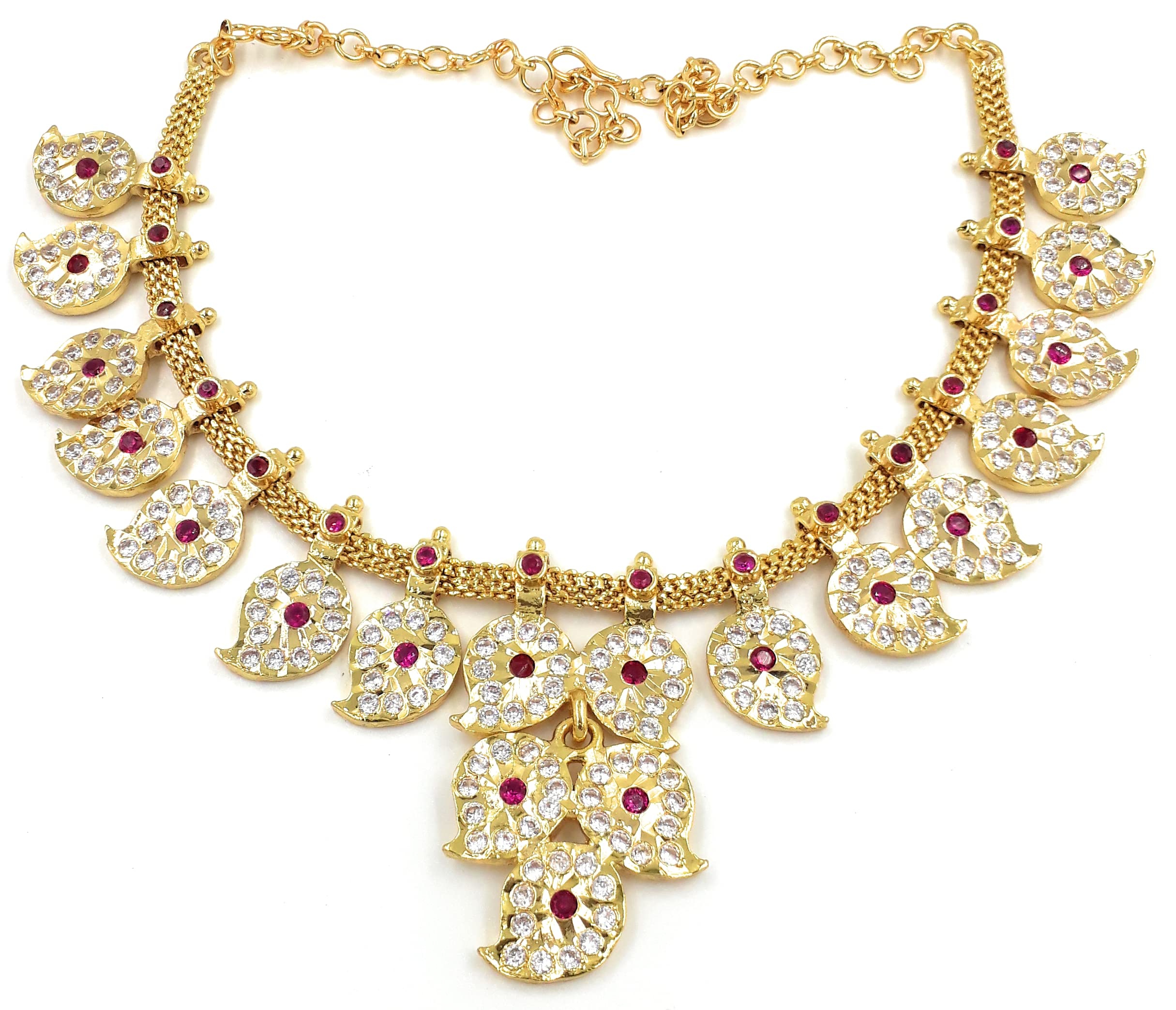 Anujeet Fashion 2053 Latest Stylish Gold Plated Designer Fashion Jewellery Covering 5 Metal Impon Necklace with MultiColor AD stone Floral Mango Dollar for Women & Girls (B0C2KTZJVV) Amazon Price History, Amazon Price Tracker