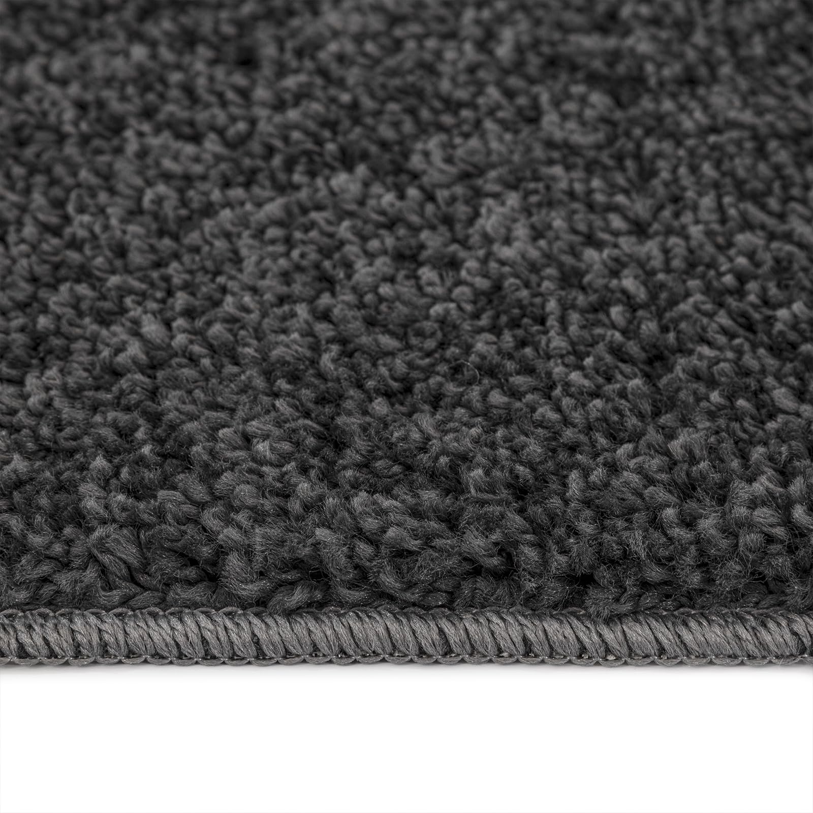 Alfombra Shaggy con parte trasera de látex, color gris oscuro, 120 x 120 cm, redonda, moderna, con suelo antideslizante, superficie texturizada para salón