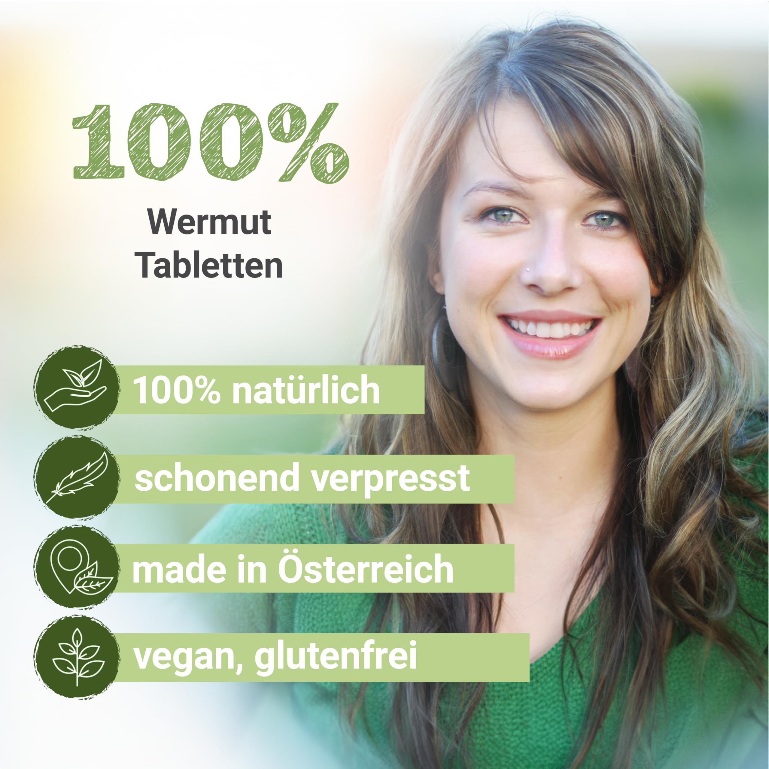 Wermut Tabletten à 360 mg Wirkstoff (Artemisia absinthium, bitterer Beifuß), 140 Tabletten, Premium Qualität, Hergestellt in Österreich, Tabletten statt Kapseln, Vegan