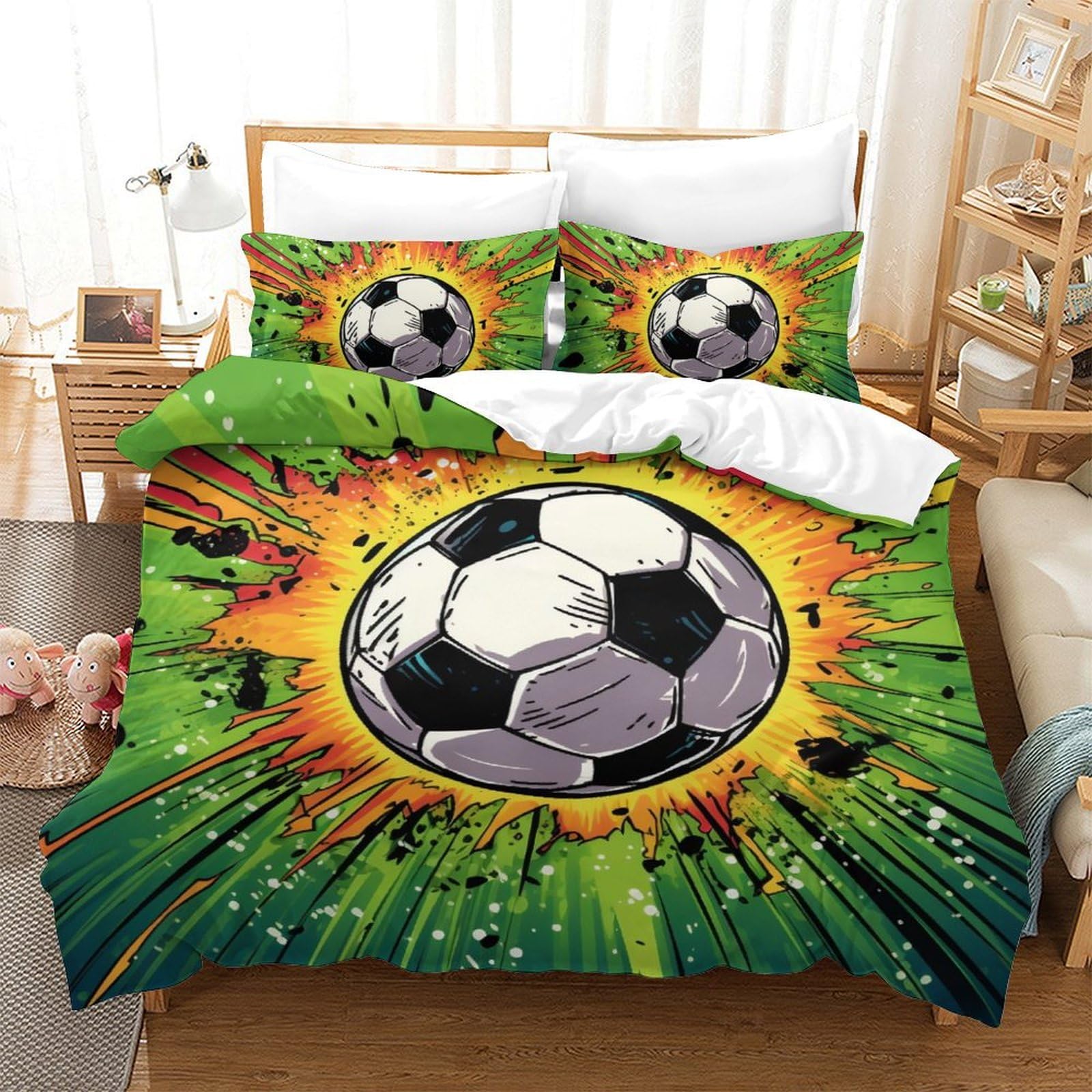 Housse de couette football pour chambre enfant et ado parure de lit 200x200