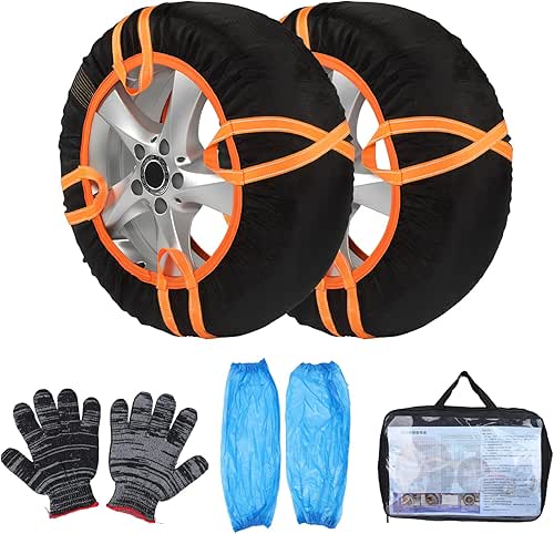 2 Pack Tire Snow Socks - Polyester Textile Snow Chain
