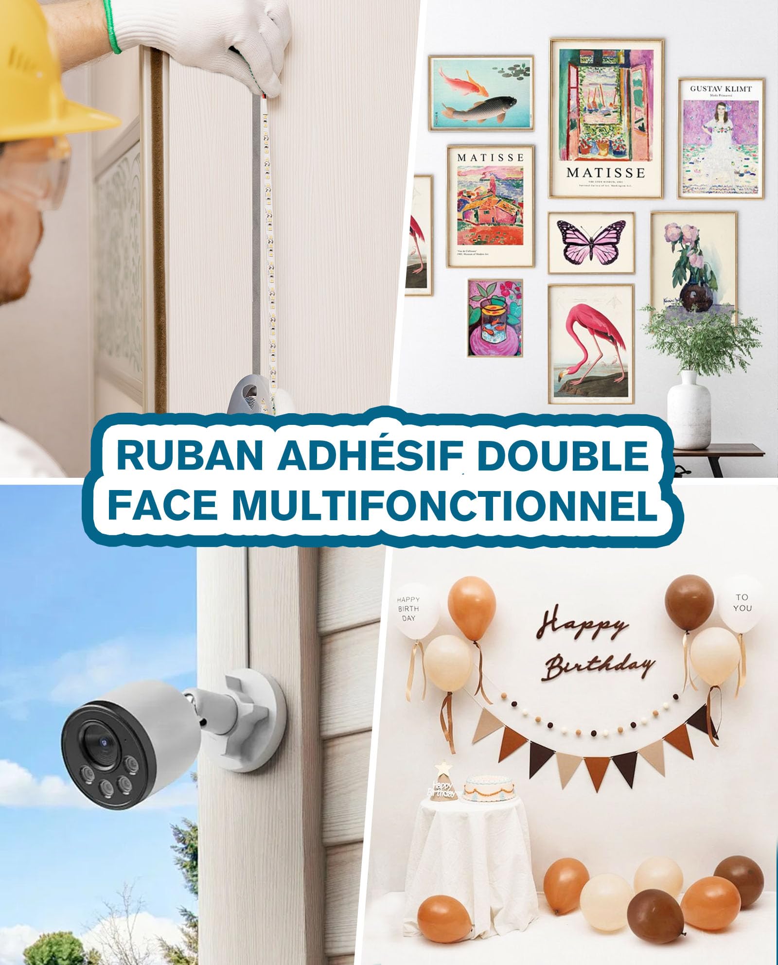 Ruban Adhésif Double Face Extra Fort 5,5m x 20mm Imperméable Résistant Température