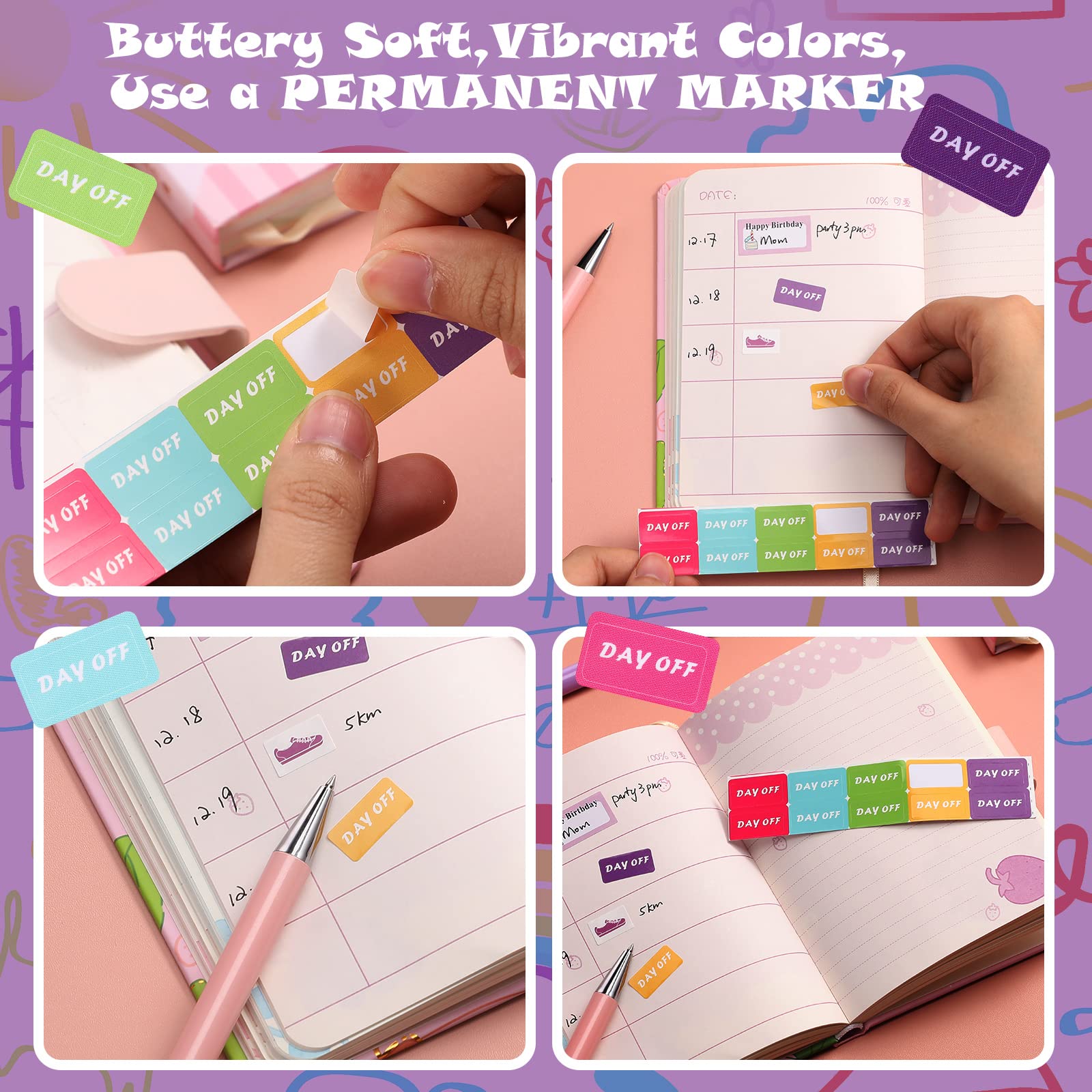 Gersoniel 200 Pcs Day Off Stickers for Planners Multi Colored Planner Stickers Small Work Day Off Labels Scrapbooking Crafting Planner Accessories for DIY Scrapbook Notebooks Books Party - Image 5