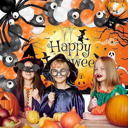 Miniatura 2 de KORHONEN Kit de arco de guirnalda de globos de Halloween, decoraciones de fiesta de cumpleaños de Halloween, incluye globos de confeti naranja y