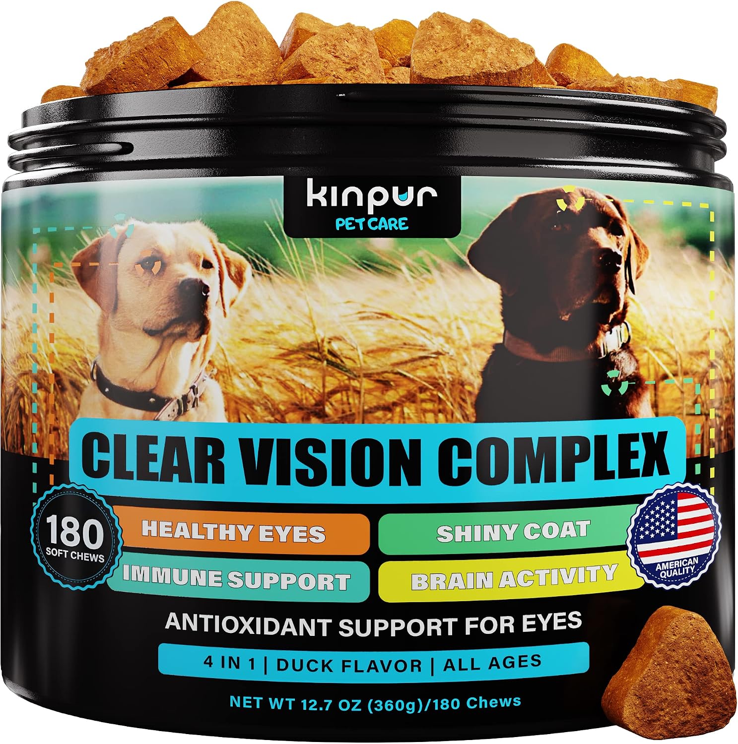 Eye Vitamins for Dogs - Dog Vision Supplement for Tear Stains, Dog Eye Care, Immune Support - Vitamin С, Carrot, Fish Oil, Lutein - 180…
