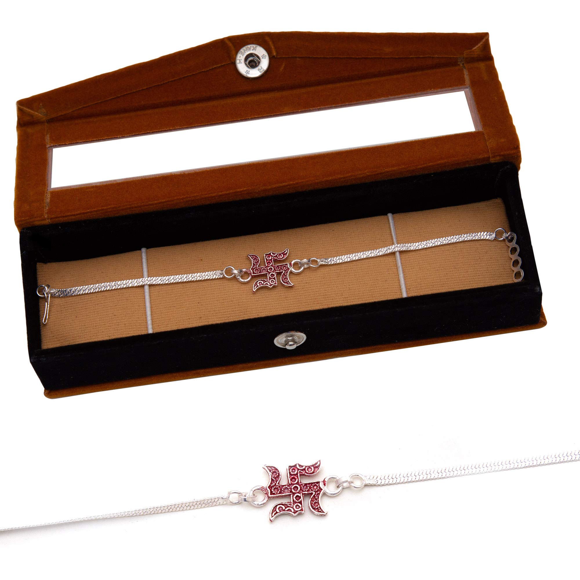 NINE10 Silver Bracelet Rakhi for Boys Brother With Velvet Gift Box (Silver) (B07VPHLHNR) Amazon Price History, Amazon Price Tracker