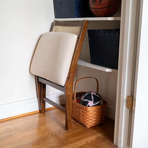 Miniatura 17 de Powell Kasi - Silla auxiliar de madera plegable de madera con caña de ratán natural y marrón