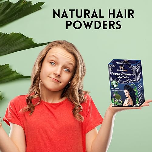Miniatura 7 de AncientVeda Polvo índigo de color natural para coloración de cabello de henna negra y oscura tratamiento 100 orgánico USDA