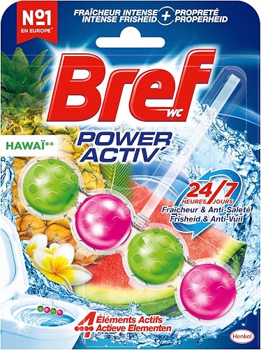 Bref WC - Power Activ' - Bloc Nettoyant WC - Exotic Hawaï - 1 bloc WC de 50g - +