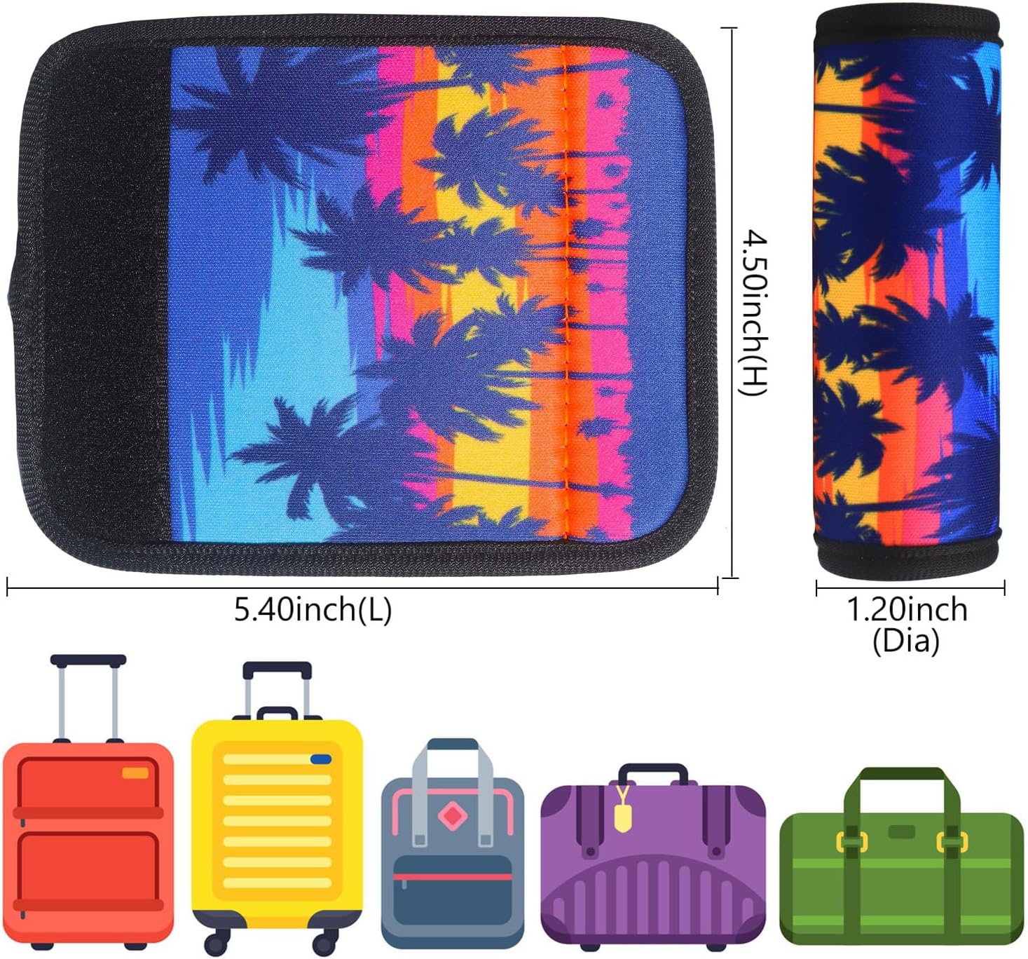 Luggage Handle Wrap 2 Pack Luggage Handle Wraps For Suitcase Bright Neoprene Luggage Handle Covers/Extender/Identifiers-Travel Accessories Must Haves image 2