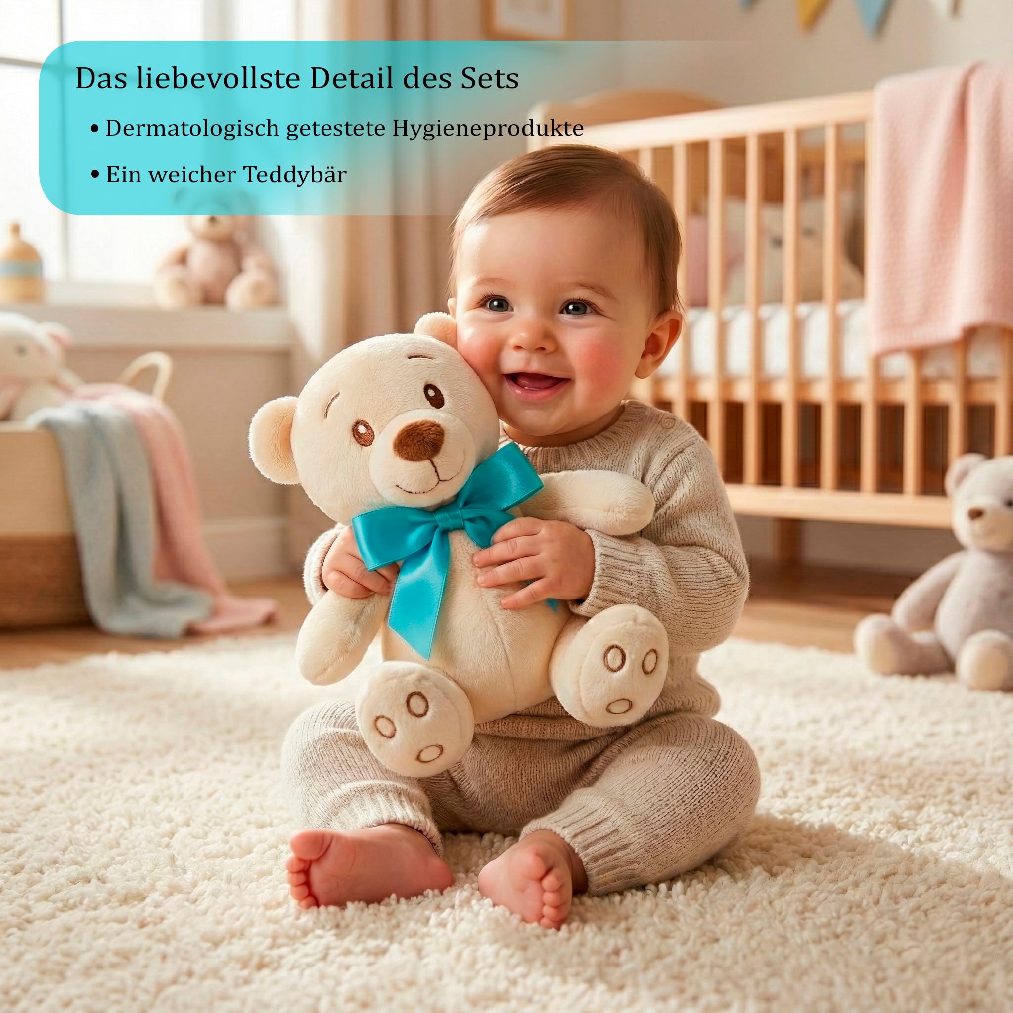 Windeltorte Junge Mädchen Baby Geschenk Set Neugeborene Windelgeschenk Pflegeartikel Baby Shower Torte Geburt Präsente Teddybär Babyparty Babykorb Premium Geschenkidee Säuglingspflege