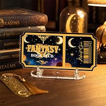 Bookshelf Library Decor Sign - Book Shelf Decor for Reading Nook Acrylic Book Club Ticket Sign Decorations Bookish Gifts for Booklovers Reader Women School Books Store Fantasy Dragon
