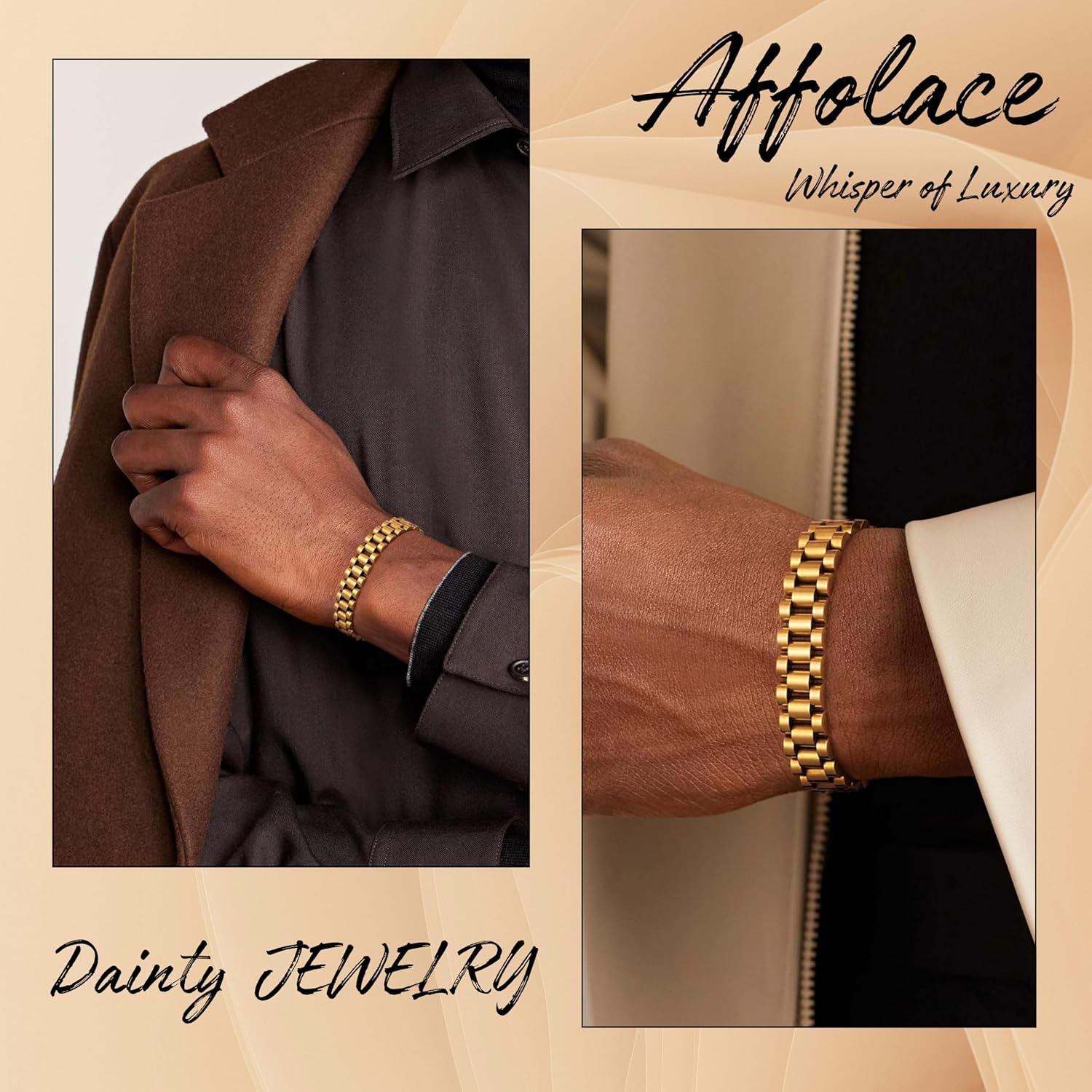 Stainless Steel Chain Bracelet for Men, Dainty 14K Gold/Silver Plated Christian Bracelet for Men Non Tanish Simple Link Chain Bracelet Jewelry Gifts Classic Watch Band Strap Design - Image 4