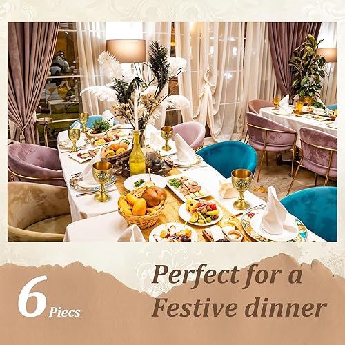 Miniatura 4 de 6 copas pequeñas de cáliz de oro vintage, copas de vino de cobre, copas de vino medievales, copas de vino medievales, de aleación de zinc, vasos de