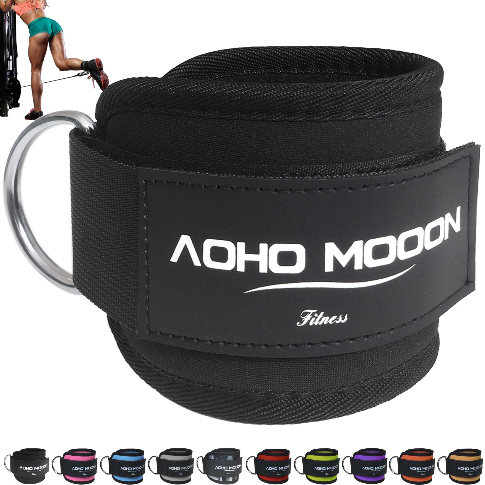 AOHO MOOON Comfortable Adjustable Ankle Straps for Cable Machines Women, Gym Workout Leg Strap, Glute Cuff, Ankle Cuffs for Glute Workouts, Foot Straps for Kickback, One Size Fit All
