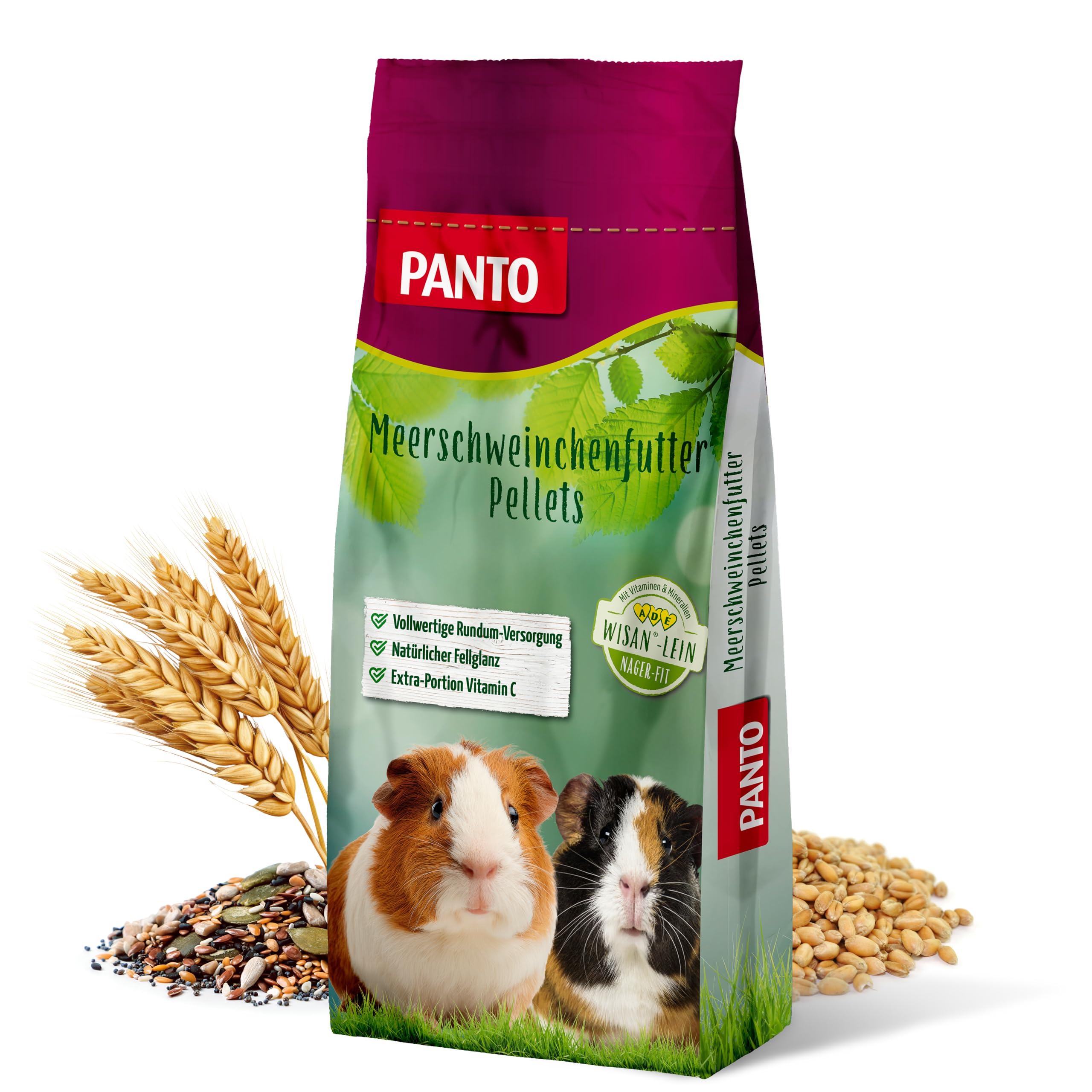 PANTO Meerschweinchenfutter Pellets 25 kg – mit Vitamin C & Luzernegrünmehl | Hochwertige Pellets mit Vitamin C, Luzernegrünmehl & Omega-3 – für Verdauung, Haut & Fell der Meerschweinchen