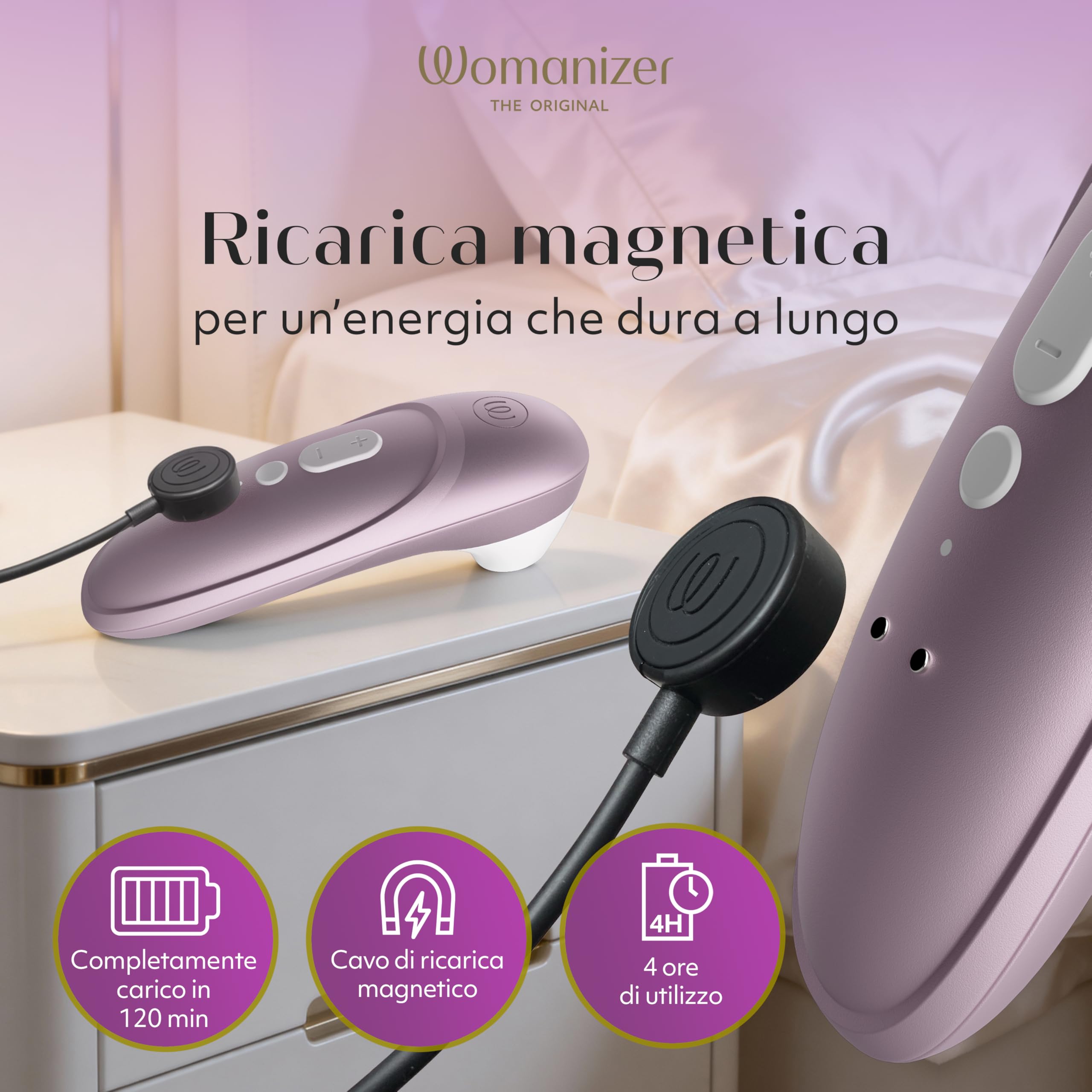 Womanizer Pro Succhia Clitoride Giocattolo per adulti| Vibratore per Donne & Coppie | Stimolatore Clitorideo 11 Velocità di Aspirazione | Massaggiatore Impermeabile per Stimolazione Intima | Lilla