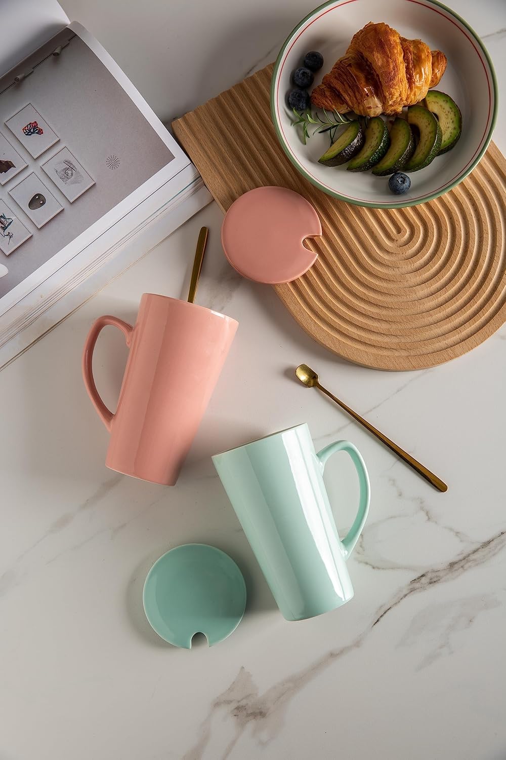 15 Ounce Porcelain Tea Mug with Infuser, Lid and Spoon, Loose Leaf Tea Cup (Pink) - Image 6