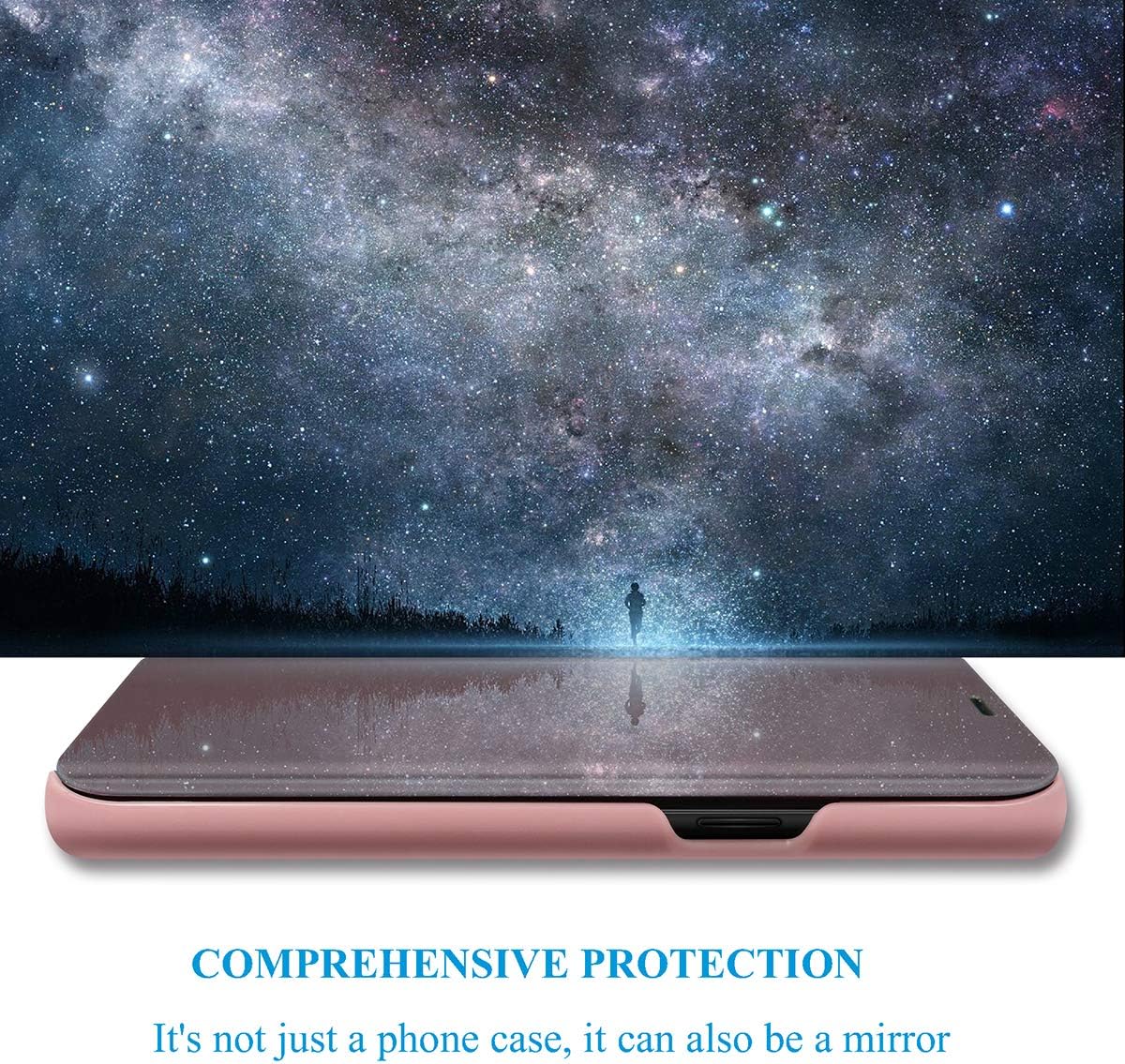 Pacyer Mirror Case Compatible with Samsung Galaxy Note 10 Plus/Pro, Slim Clear S-View Flip Leather Holder Phone Cover with Kickstand Hard Anti-Scratch PC Cover for Galaxy Note 10 Plus/Pro