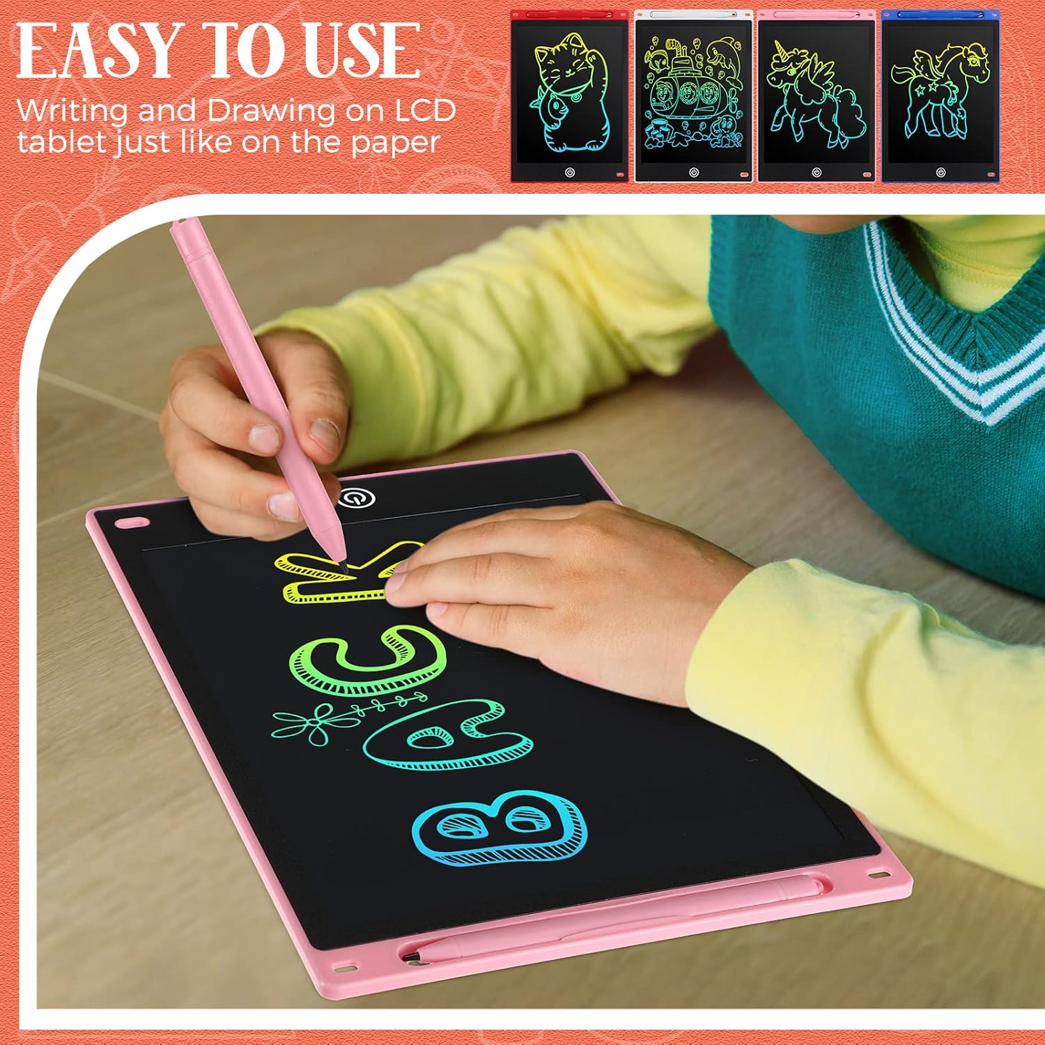 Tinlade 16 Pack LCD Writing Tablet 10 Inch Bulk Kids Drawing Pad Erasable Toddler Doodle Board Reusable Colorful Electronic Drawing Tablets Educational Toys Gifts for 6 7 8 Years Old Boys Girls
