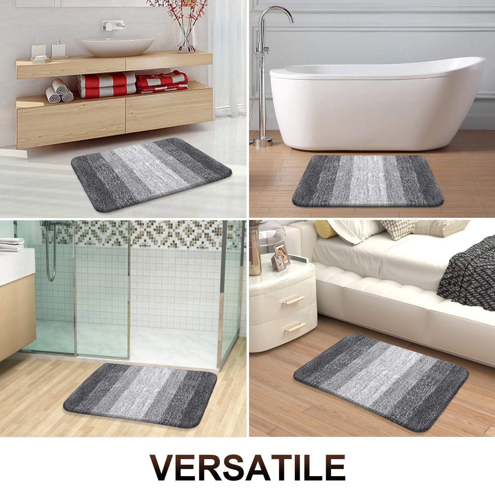 Tapis Salle de Bain Rouge Bleu Élégant Tapis de Bain Absorbant Antidérapant Lavable Doux Microfibre pour Douche Salon Chambre Cuisine Décoration Séchage Rapide (50x80 cm)