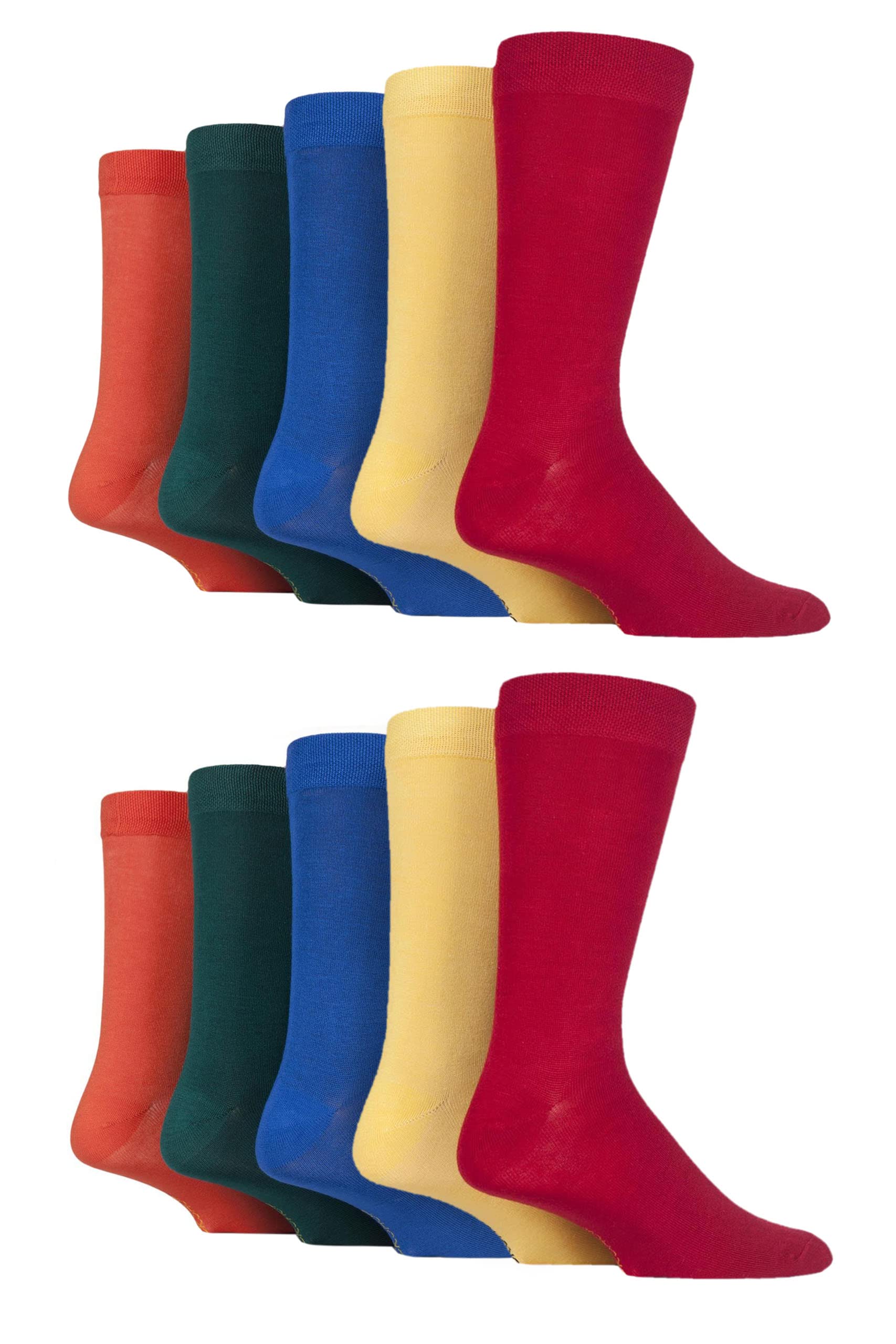 Sockshop Men's Classic Bright Plain Plain, Striped And Patterned Bamboo Socks Pack Of 10 7-11