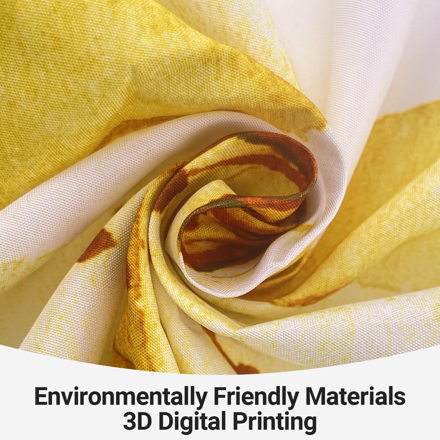 Lerores Shower Curtain, 240 x 200 cm, Yellow & Grey Flower, Weighted Hem, Anti-Mould, Water-Repellent, Washable Polyester Bath Curtains with 16 Eyelets and Shower Curtain Rings for Bathroom, Bathtub - Image 3