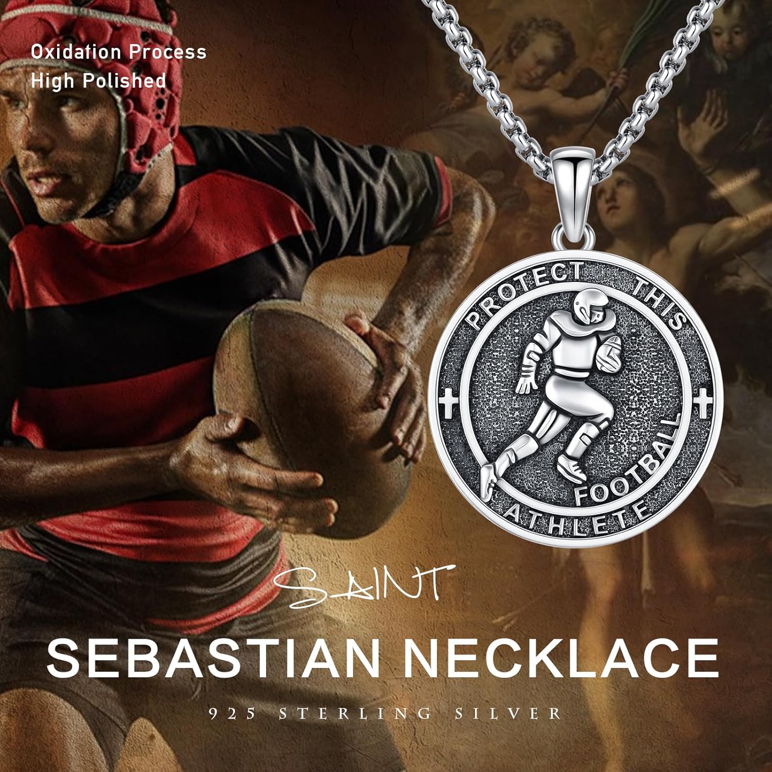 925 Sterling Silver Patron Saint Medal Protection Pendant Necklace Religion Jewelry for Men Women With 316L Stainless Steel Chain and Gifts Box - Image 6