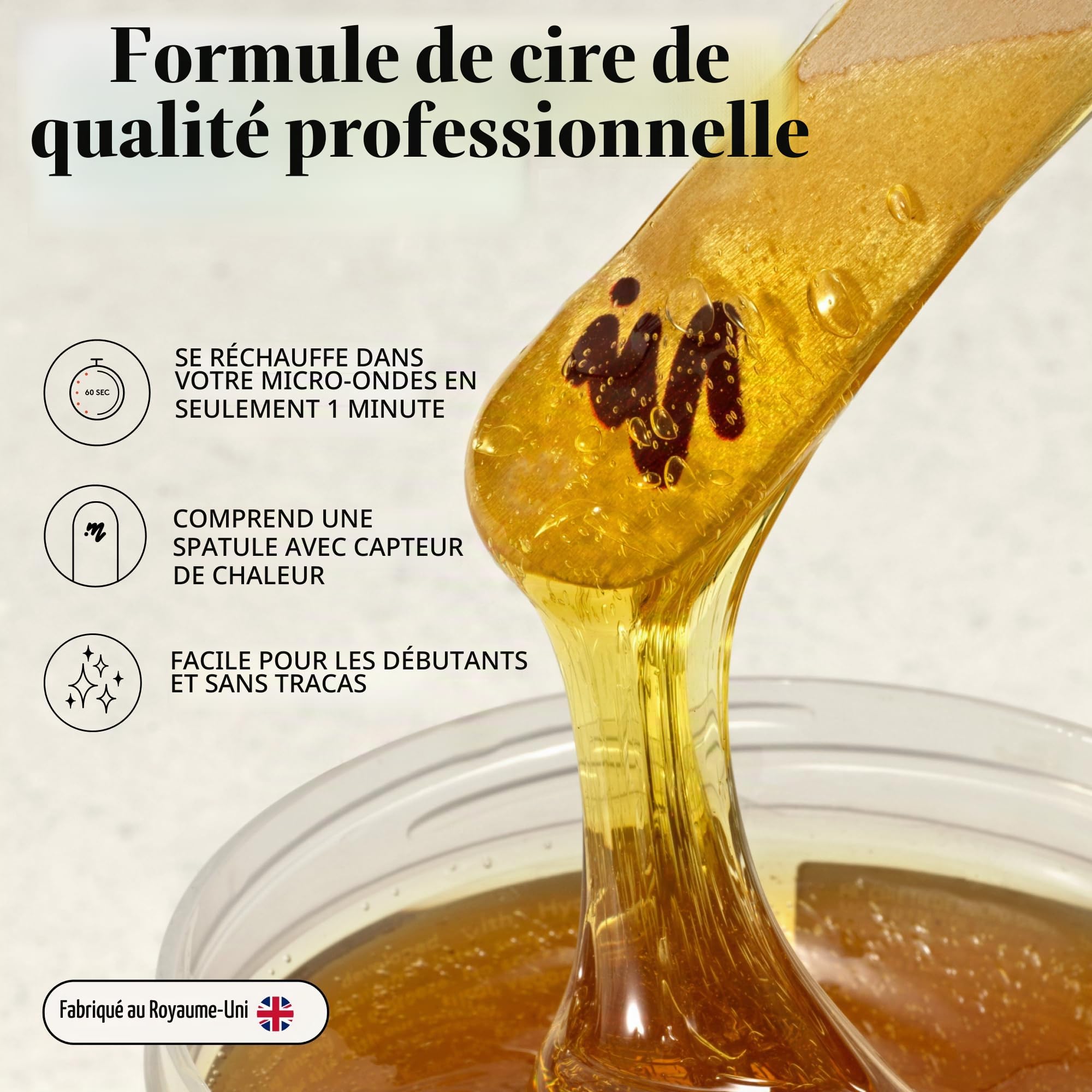 Mylee Kit de cire molle microondable 450g – Épilation visage et corps | végane, rinçable à l'eau, sans résidus – Chauffage rapide, spatule thermosensible, 12 bandes incluses – Qualité pro