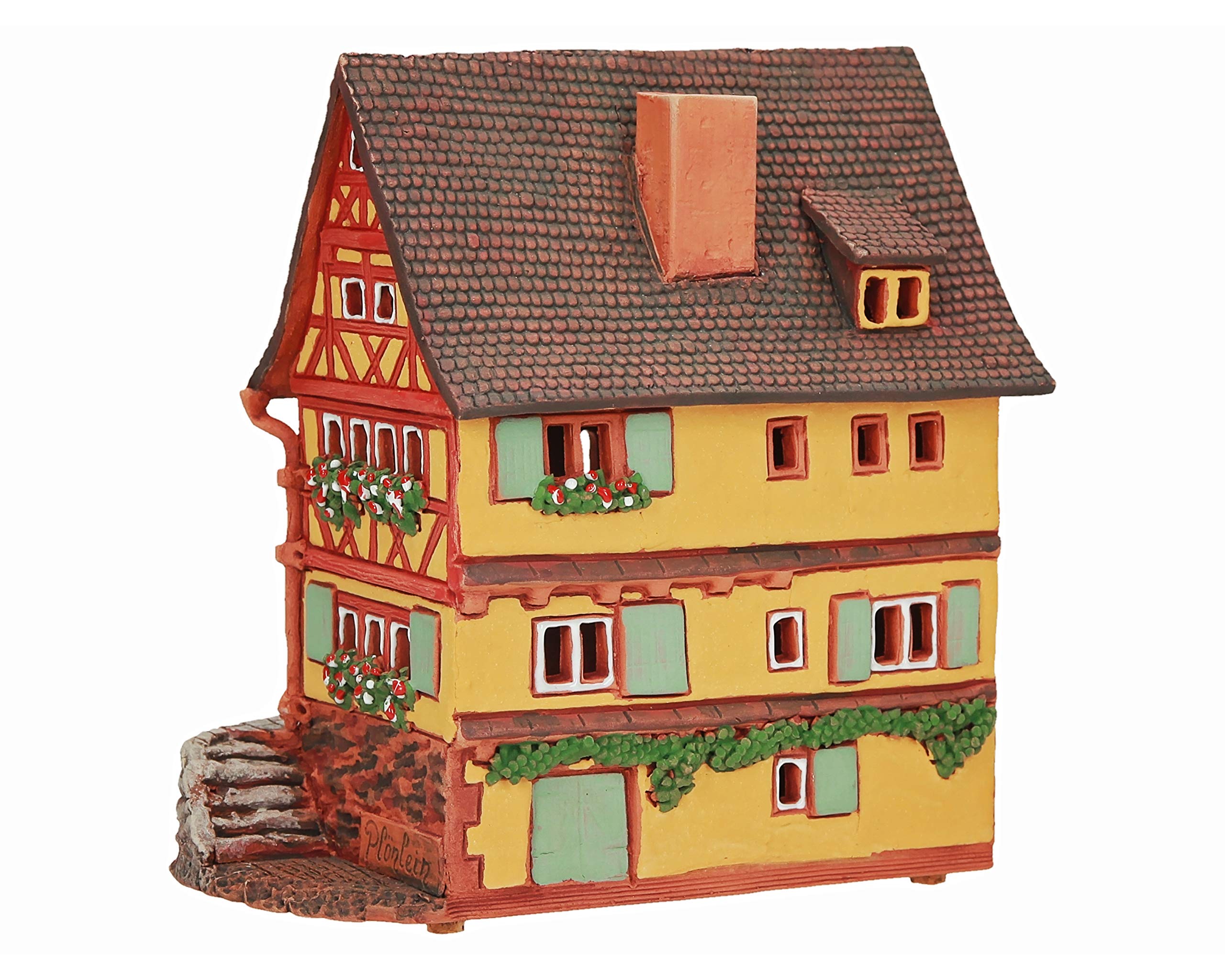 Aroma Lichthaus Keramik Weihnachtshaus, Lichthäuser Weihnachtsdorf, Teelichthaus, Handarbeit Künstlerisches Nachbildung Miniatur, Historisches Haus Plönlein in Rothenburg, Deutschland, C260AR