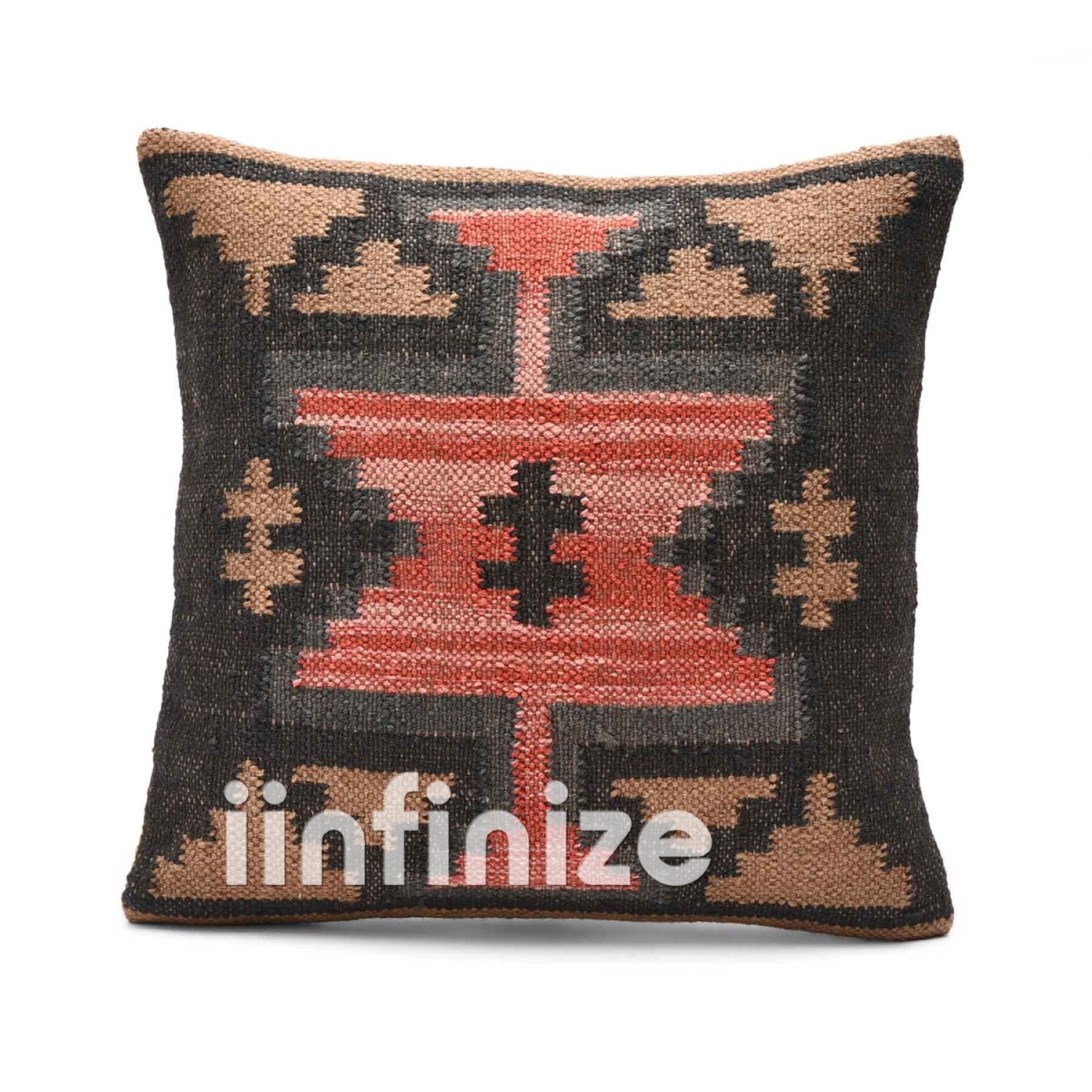 Juego de 4 fundas de cojín de yute de lana tradicional india turca, para sofá, sala de estar, decoración interior, 45,7 x 45,7 cm