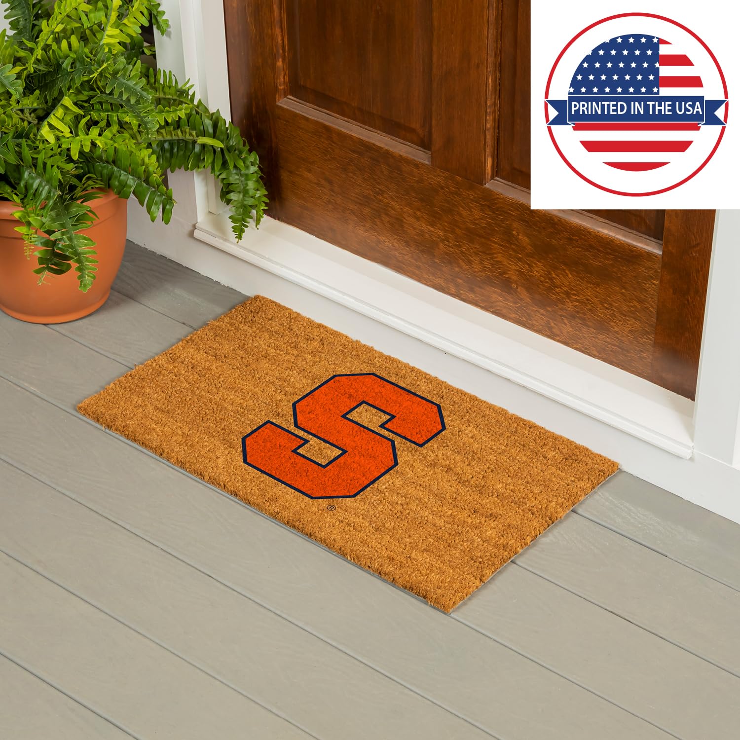 Syracuse University Coir Doormat – Official NCAA Team Logo, 28"x16", Non-Slip Back, Indoor/Outdoor Welcome Mat