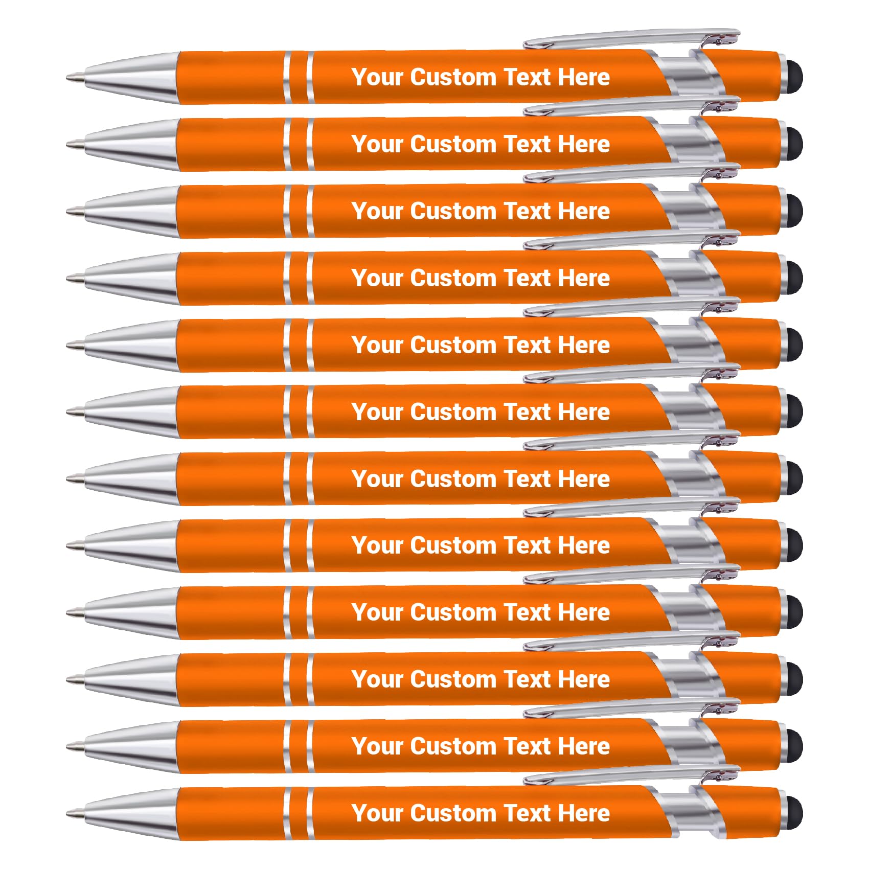Personalised Pen, Custom Ballpoint Pen with Name/Logo, Ballpoint Stylus Pens for Touch Screens, Personalised Pens for Women Men Business Office Graduation Birthday Christmas Gifts-12pcs-Turmeric