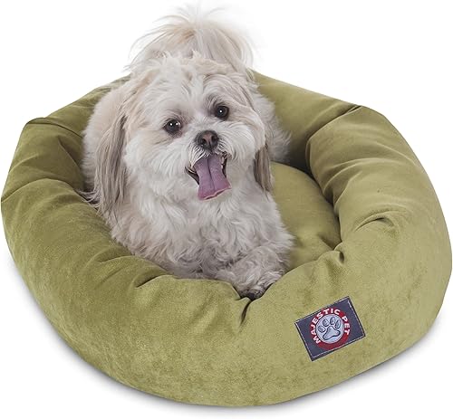 Miniatura 13 de Majestic Pet Cama para perro calmante de microterciopelo de 40 pulgadas, lavable – Acogedora cama redonda suave para perros con borde elevado para