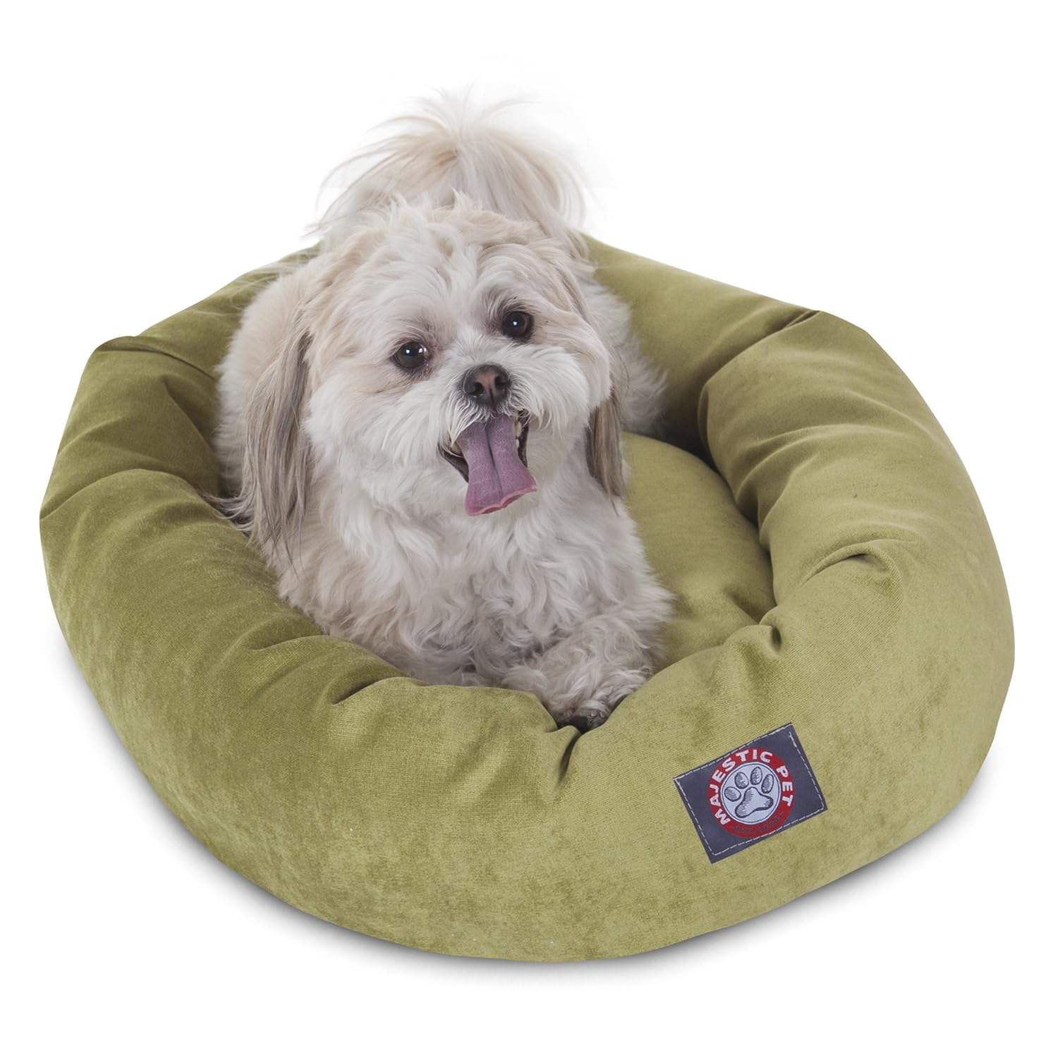 Majestic Pet 24 Inch Micro Velvet Calming Dog Bed Washable Cozy Soft Round Dog Bed with Spine for