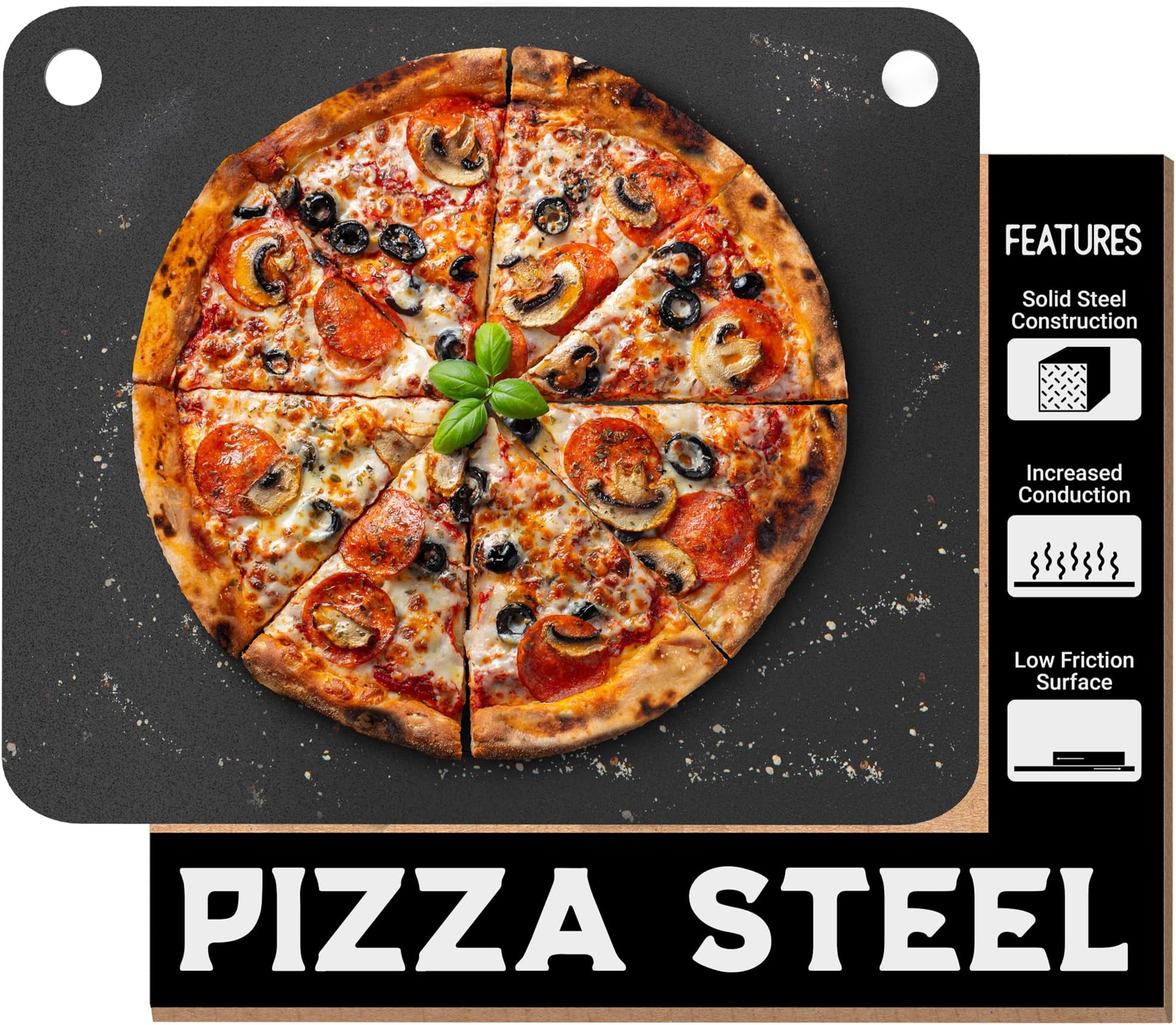 Primica Pizza Steel XL for Oven Extra Thick 0.315" - Durable Steel as Alternative to Pizza Stone - High Quality for BBQ Grill and Bakings