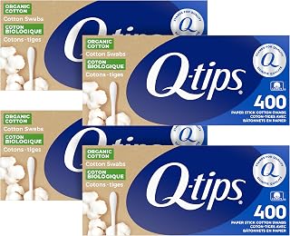 Q-tips Organic Cotton Swabs 1600 Count (4x400 Packs) - Soft, Certified Organic for Beauty, Baby Care & Home Use