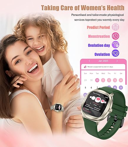 Miniatura 5 de Relojes inteligentes para mujer, reloj inteligente de 1.72 pulgadas para teléfonos Android con monitor de frecuencia cardíaca/sueño, más de 100 Oro