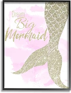 Stupell Industries Dream Big Mermaid Quote Sparkle Pattern Fish Tail