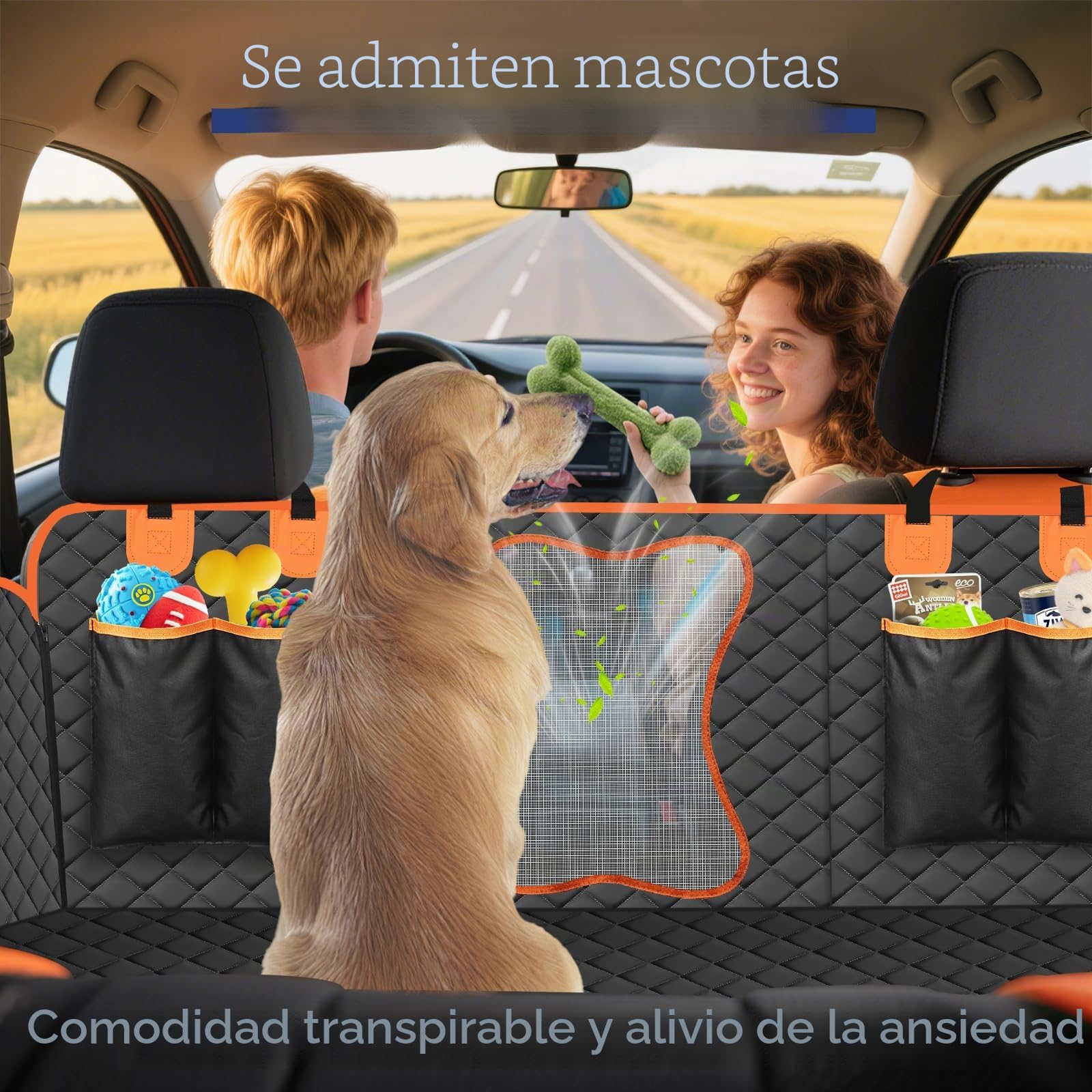 Vortix Funda Coche Perro – La Mejor Compañera De Viaje, Te Permite Lavar El Coche con Menos Frecuencia Y Protege El Interior del De Las Manchas, Arañazos Y Pelos De Las Mascotas