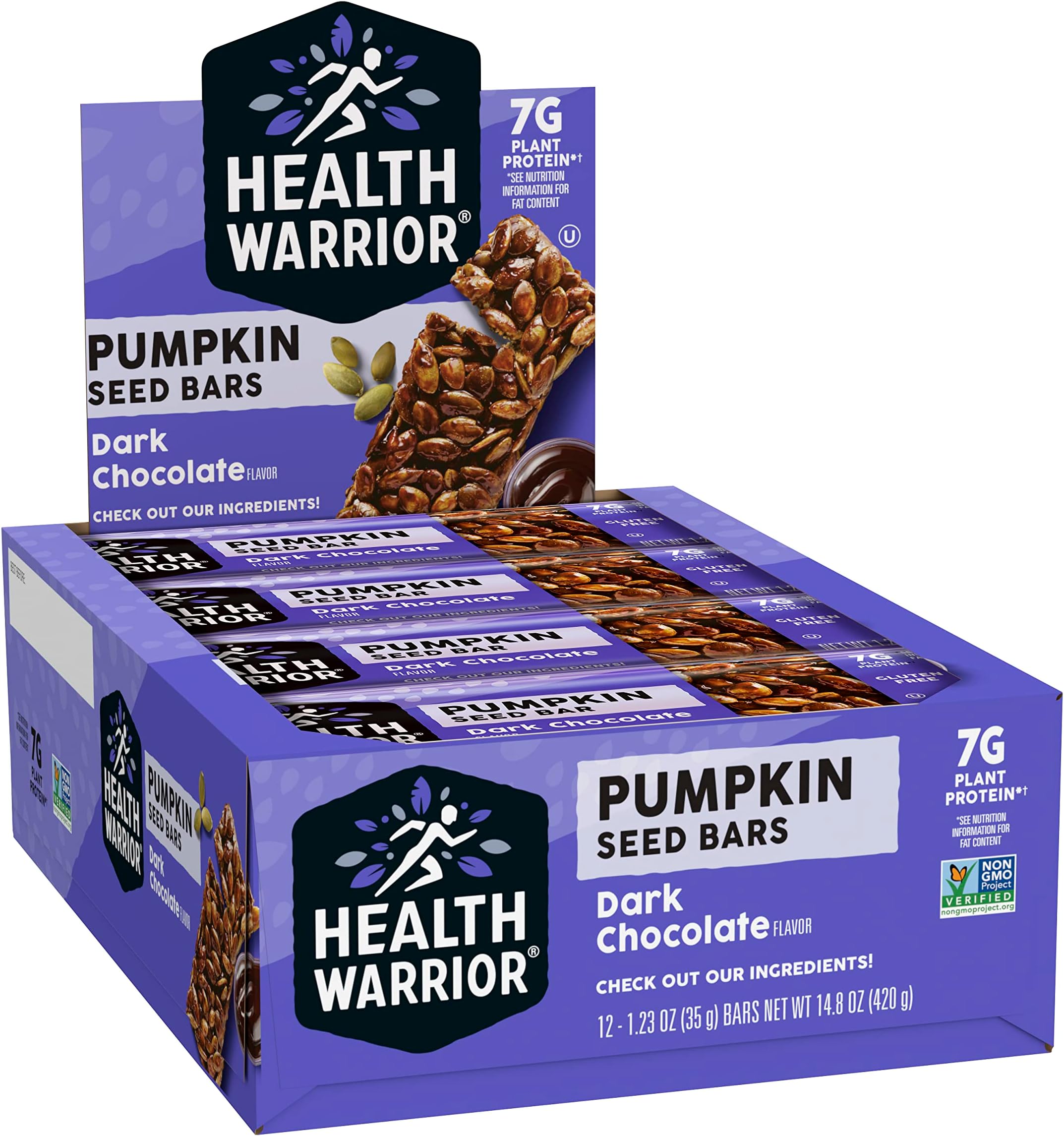 Health WarriorPumpkin Seed Bar, Dark Chocolate, 12 Bars