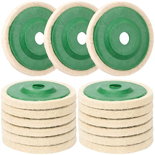 ANCIRS Paquete de 15 almohadillas redondas de fieltro de lana de 4 pulgadas, para amoladora angular 100, diámetro del amortiguador de pulido de